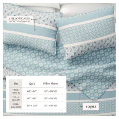 Stripe & Paisley Microfiber Quilt Set With Shams