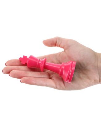 Color Bright Plastic Staunton Tournament Chess Pieces with 3.75 in. King - Half Chess Set of Chess Pieces Only, Pink