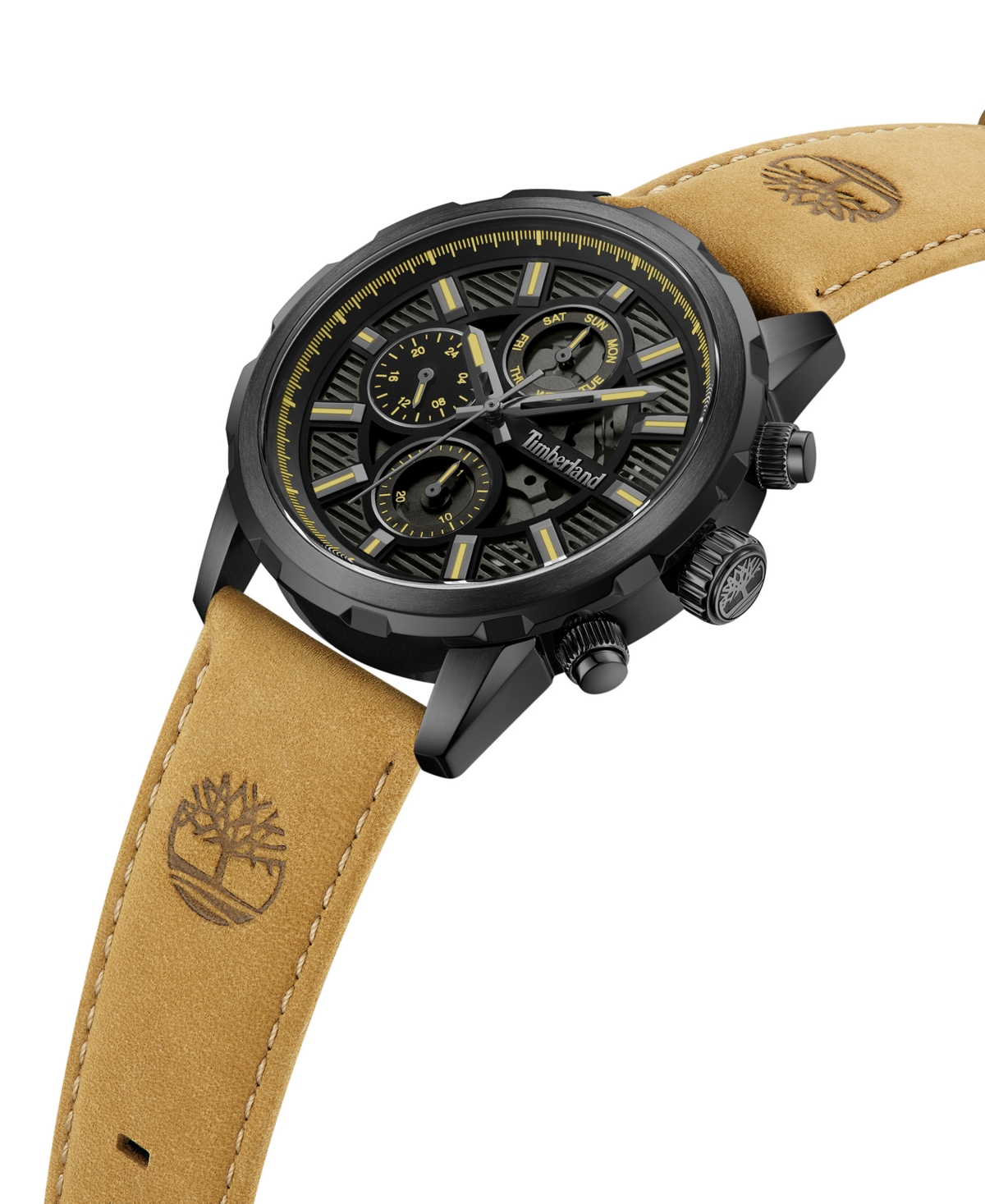 Timberland Men's Dress Sport Tan Genuine Leather Watch, 46mm In Tan