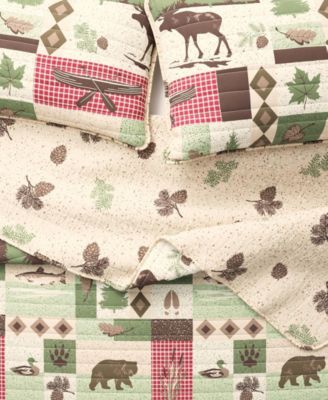 Wildlife Patchwork Microfiber Quilt Set With Shams