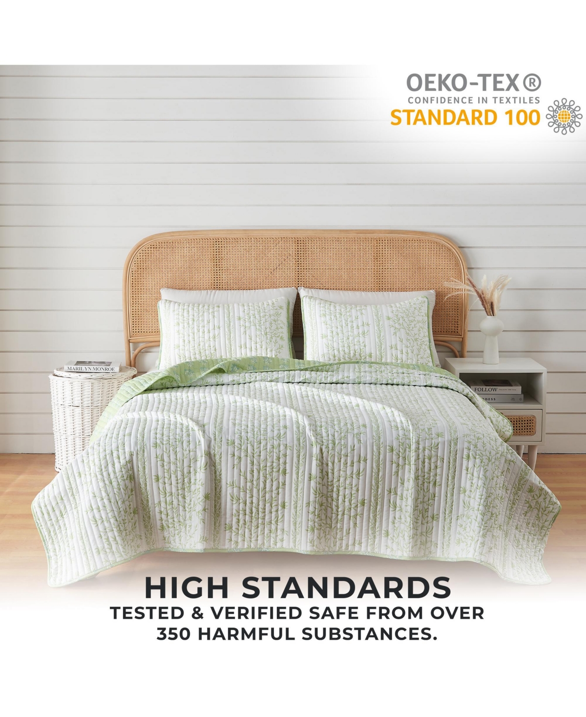 Linery & Co. Floral Striped Microfiber Quilt Set With Shams