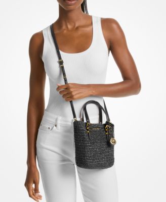 Quinn Small North South Woven Tote Crossbody