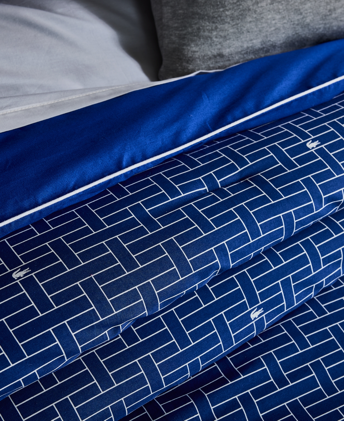 Lacoste Home Heritage Geo Cotton 3-pc. Comforter Set, King In Navy