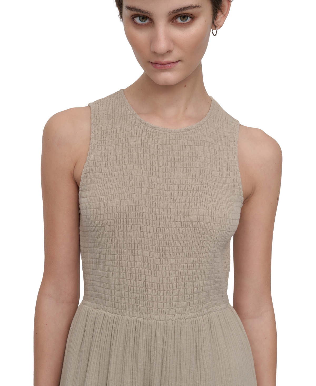 DKNY JEANS WOMEN'S COTTON GAUZE SMOCKED-BODICE MAXI DRESS 