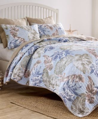 Tropics Coastal Palm 3 Piece Quilt Set, Full/Queen