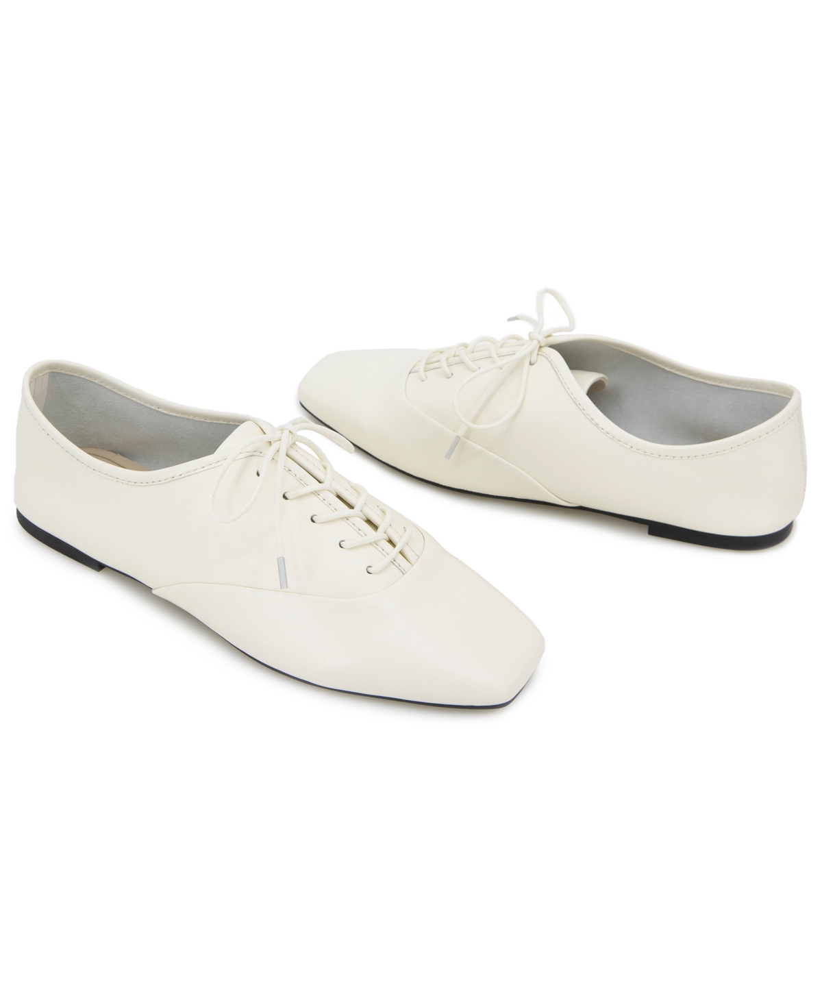 Kenneth Cole New York Women's Justice Square Toe Lace Up Flats In Ecru