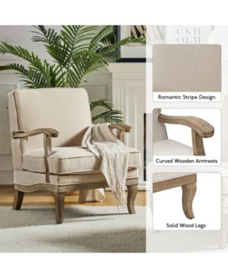 Rinaldo Wooden Upholstered Armchair with Wooden Legs