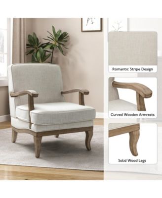 Rinaldo Wooden Upholstered Armchair with Wooden Legs
