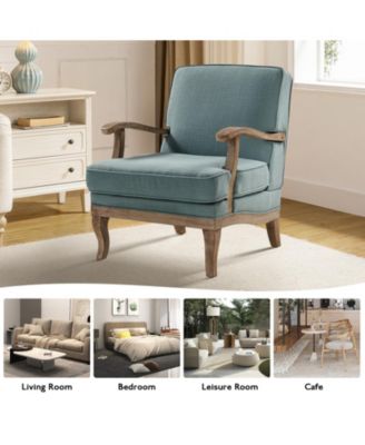 Rinaldo Wooden Upholstered Armchair with Wooden Legs