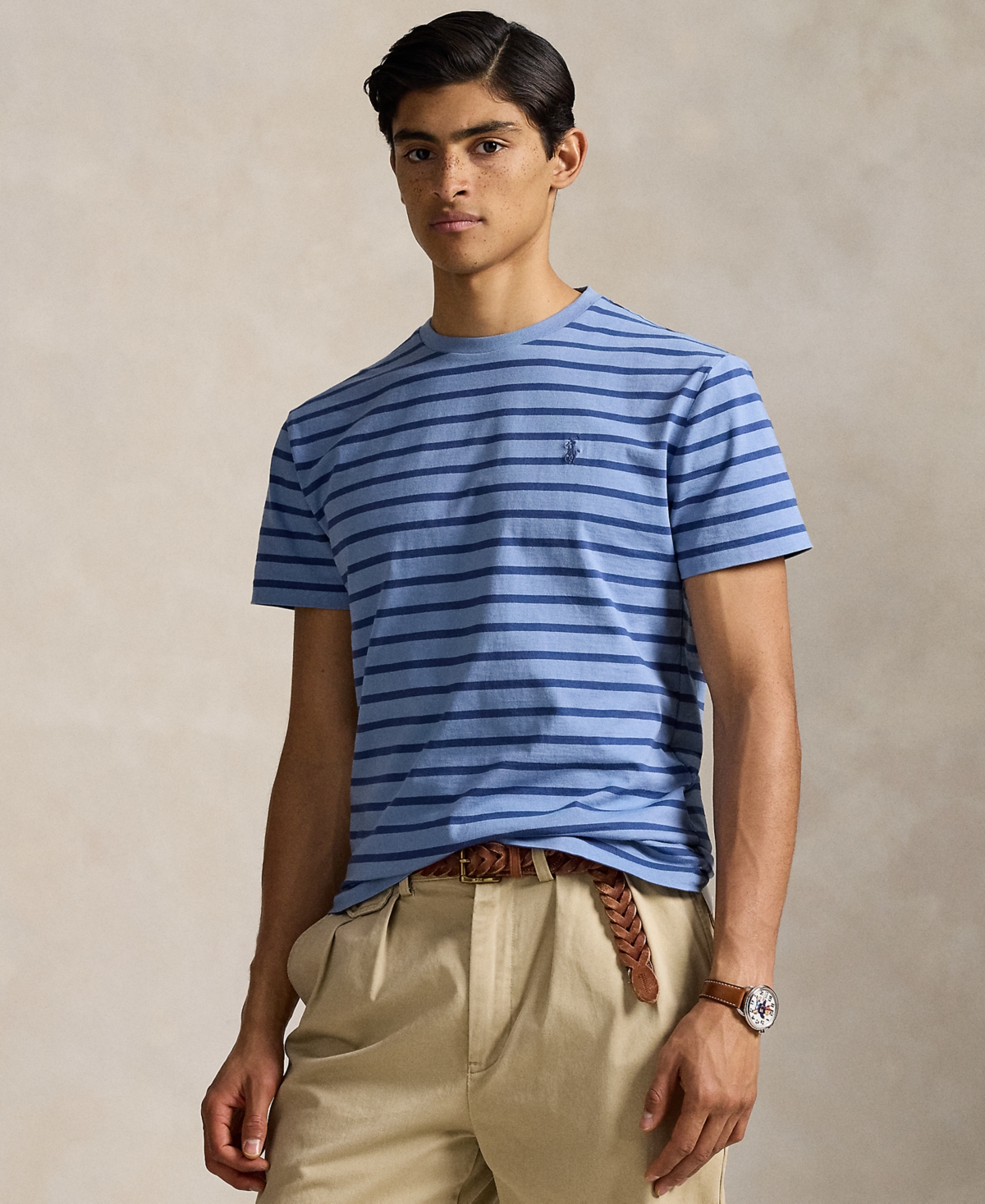 Polo Ralph Lauren Ralph Lauren Striped Jersey Crewneck T-shirt In Blue