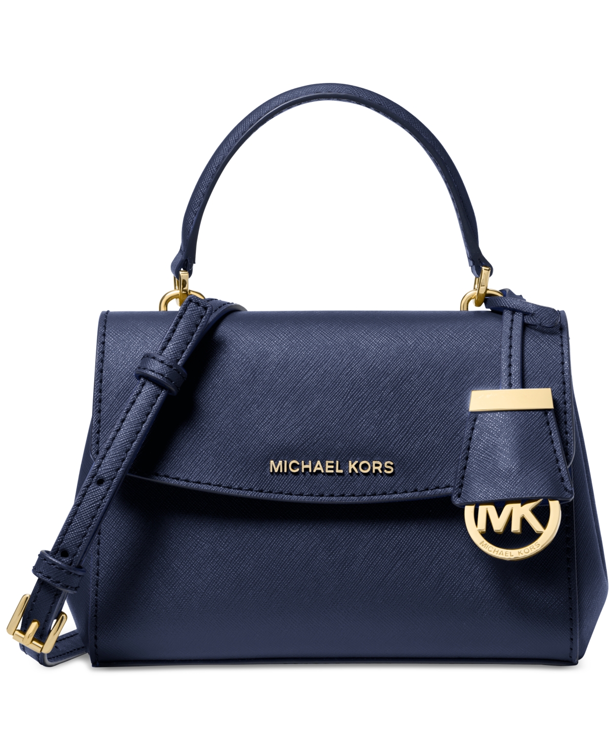 Michael Kors Michael  Ava Leather Crossbody Bag In Navy