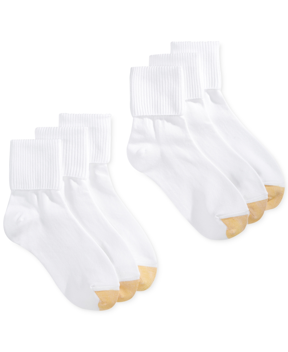 Shop Gold Toe Women's 6-pack Casual Turn Cuff Socks In White Pack