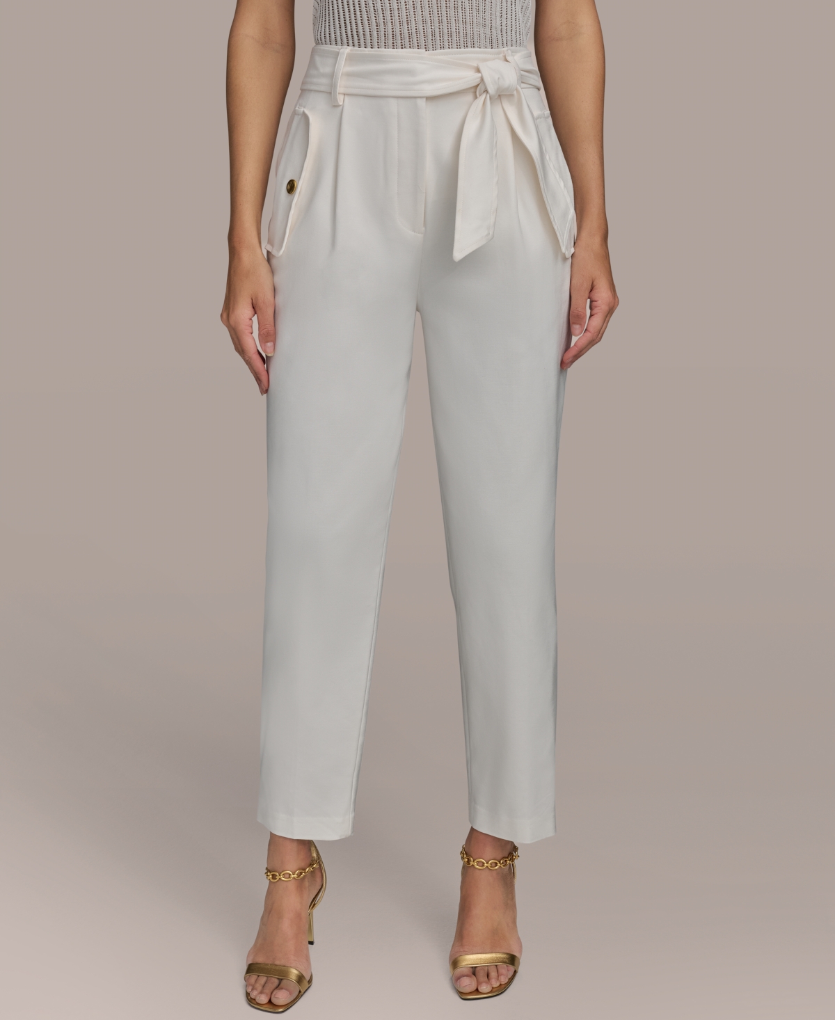 Donna Karan Women's Cotton-blend Slim-leg Pants In Cream