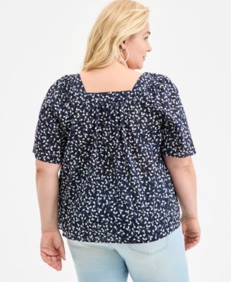 売れ筋商品|||スタイルアンドコー カットソー トップス レディース Plus Size Square-Neck Short-Sleeve Top, Exclusively at Macy's Deep Black Style & Co Plus Size Short-Sleeve Top, Exclusively at Macy's