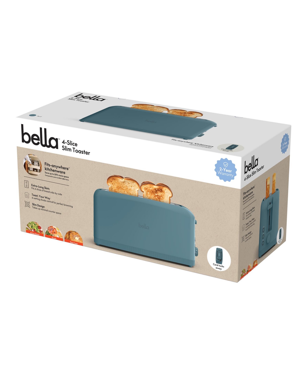 Bella 4-slice Slim Toaster 35246 In Surf