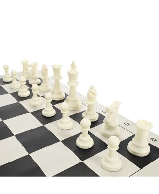 Color Bright Plastic Staunton Tournament Chess Pieces with 3.75 in. King - Half Chess Set of Chess Pieces Only, White