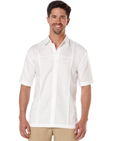 Cubavera Linen Pintuck Paneled Shirt