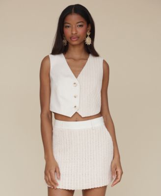 Avec Les Filles - Women's Tailored Mixed-Media Vest