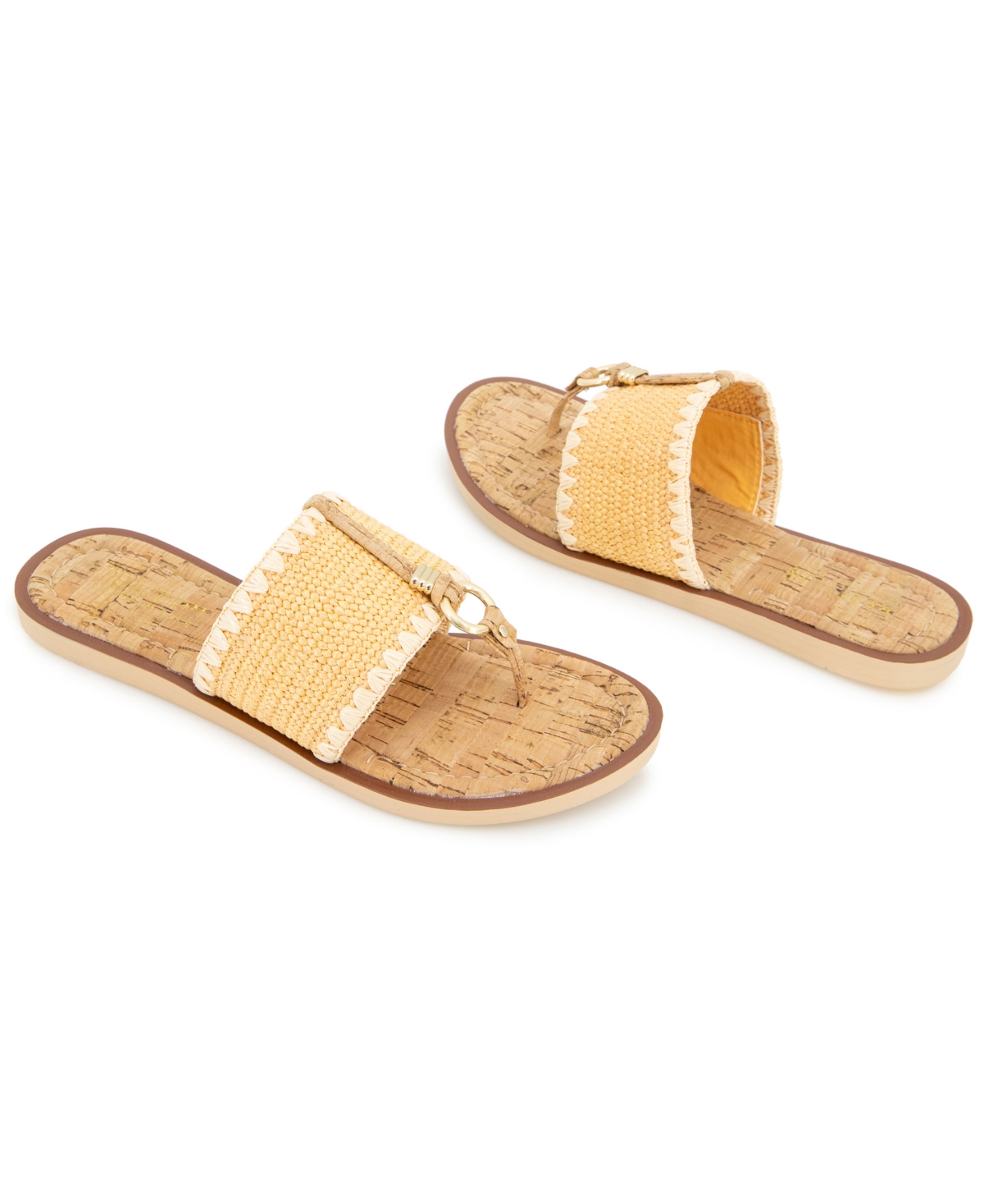 Kenneth Cole Reaction Women's Sabriya Slide Flat Sandals In Orange Raffia