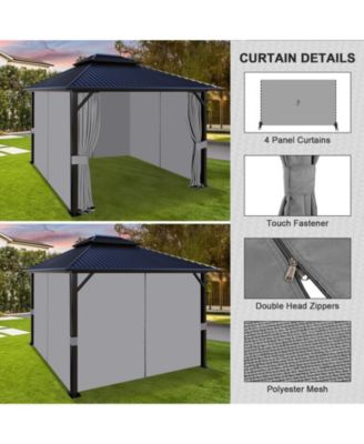 12' x 14' Gazebo Curtain Set Protecting Privacy Side Walls 4 Panels,Curtain Only