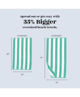 Velour Cabana Stripe Cotton Oversized Beach Towel, 35" x 70"