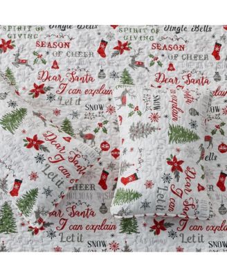 Holiday Printed Microfiber Quilt Set With Shams