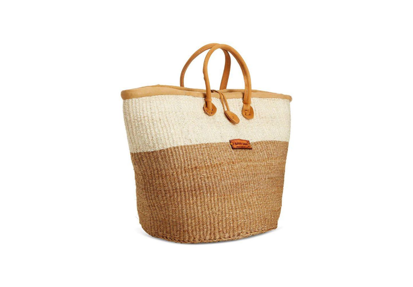 Женская сумка SAWA SAWA Earth Life Handwoven Sisal Straw Basket Tote, цвет: Бежевый / Белый — фото 3