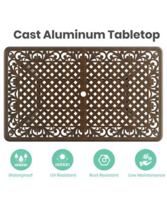 7-Piece Cast Aluminum Outdoor Patio Dining Set with Brown Cushions