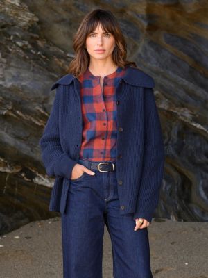 Women's Sailor Collar Longline Cardigan