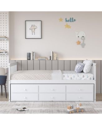 Twin Captain's Bed with Trundle and 3 Storage Drawers