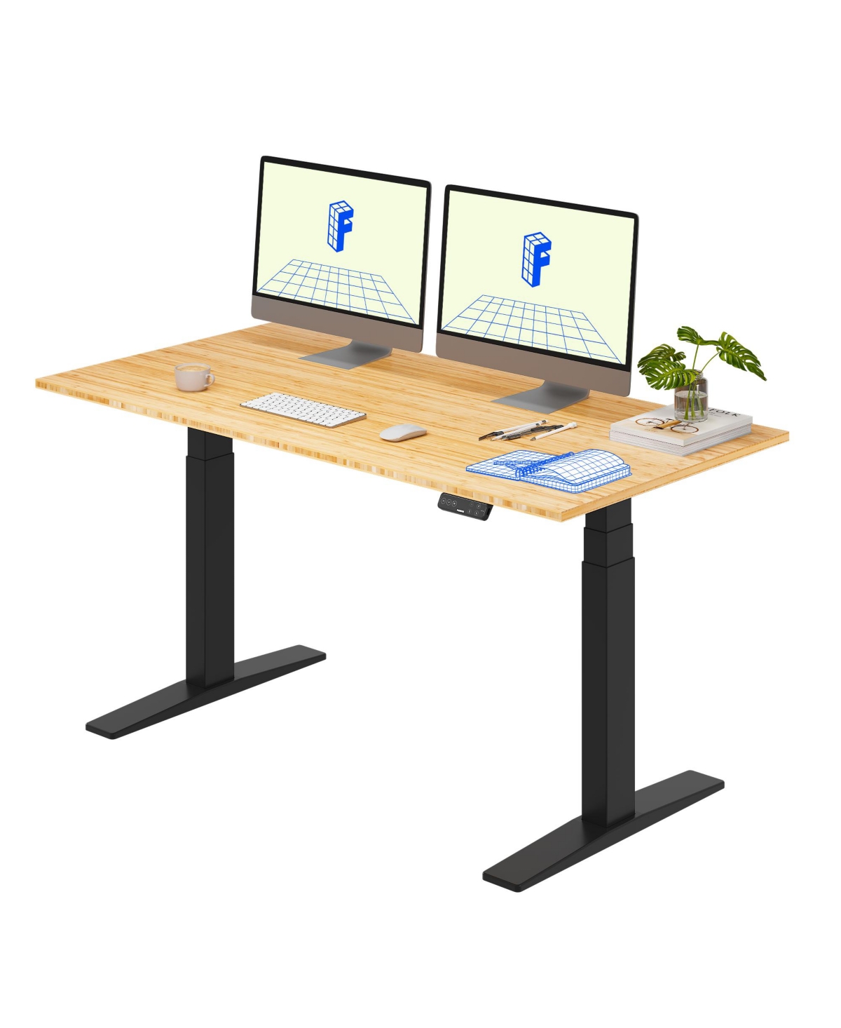 Flexispot E7-commercial W Electric Adjustable Standing Desk, Bamboo Top