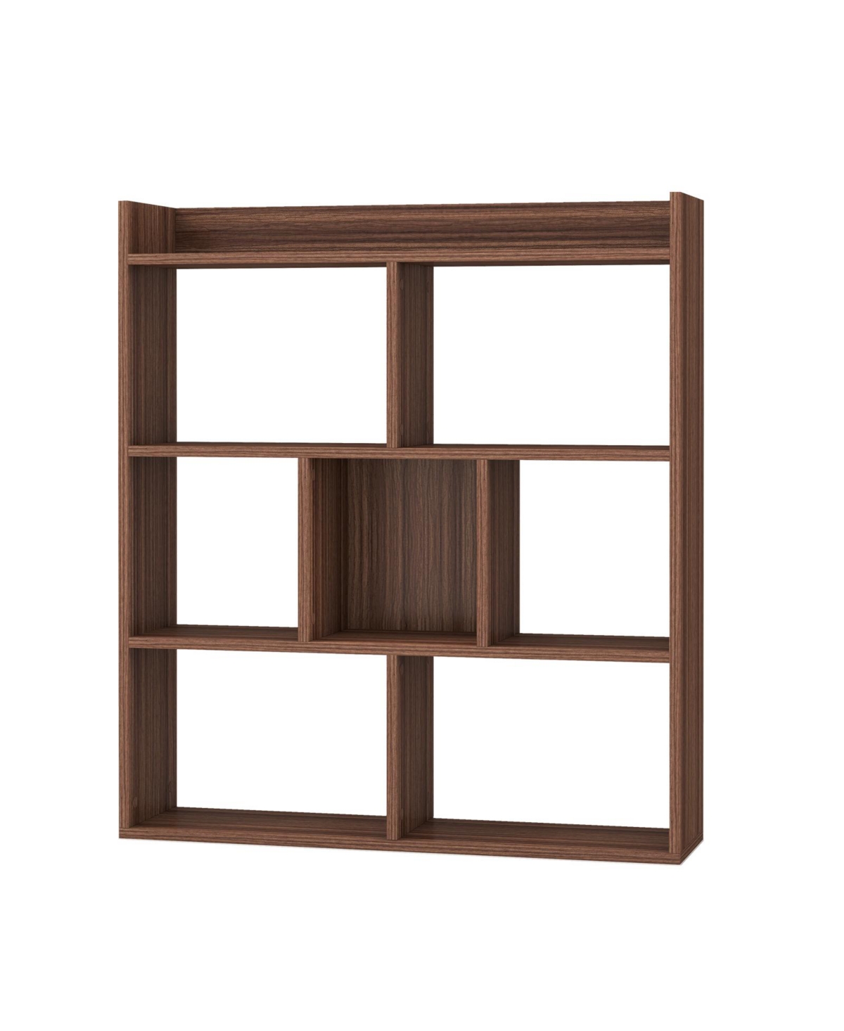 7 Cubes Open-back Bookshelf with Anti-Toppling Devices - Brown