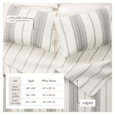Farmhouse Stripe Microfiber Quilt Set With Shams