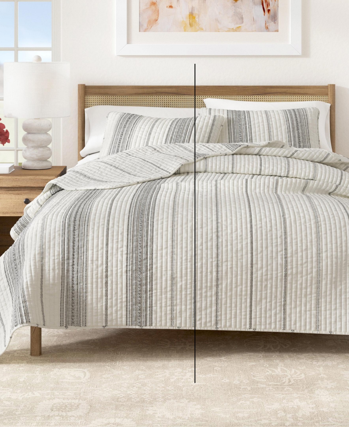 Linery & Co. Farmhouse Stripe Microfiber Quilt Set With Shams