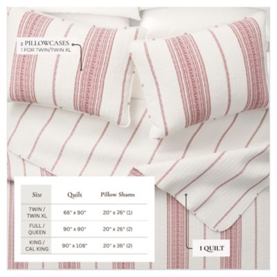 Farmhouse Stripe Microfiber Quilt Set With Shams