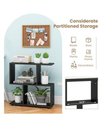 24 Inch 3-Tier Geometric Bookshelf with Thick Foot Pads