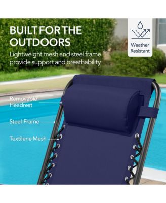 Folding Outdoor Zero Gravity Rocking Lounge Chair w/ Headrest Pillow
