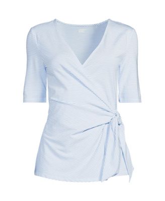 Women's Elbow Sleeve Lightweight Jersey Side Tie Blouse