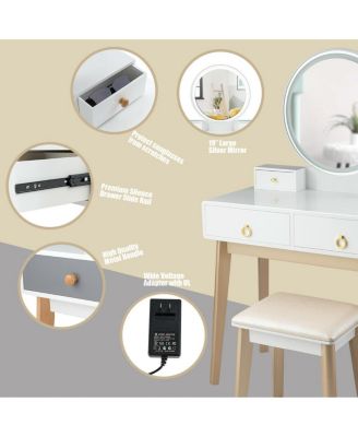 Makeup Dressing Table with 4 Drawers and Lighted Mirror