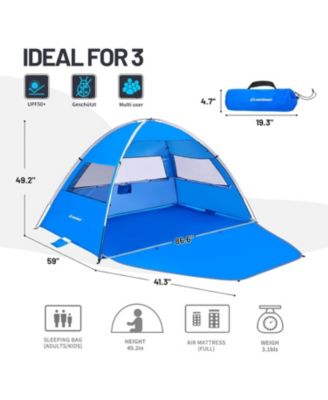 Beach Tent Sun Shelter for 3 Person, Beach Canopy Sun Protection UPF 50+, Easy Setup & Lightweight & Portable Cabana Tent Sun Shade for Baby Toddler Kid Adult