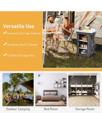 Folding Pop-Up Cupboard Compact Camping Storage Cabinet with Bag