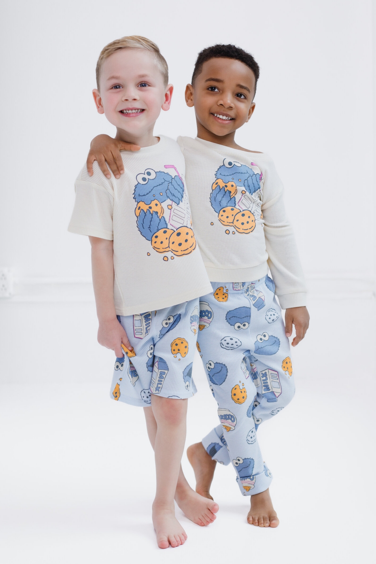 Sesame Street Toddler Boys Cookie Monster Waffle Knit T-Shirt and Shorts Outfit Set