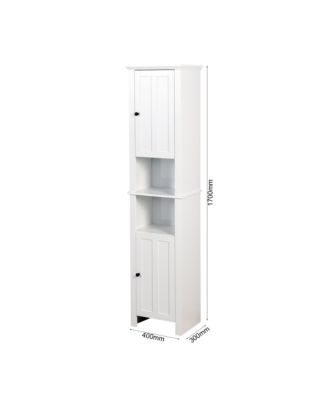 Bathroom Floor Storage Cabinet with 2 Doors Living Room Wooden Cabinet with 6 Shelves 15.75 x 11.81 x 66.93 inch