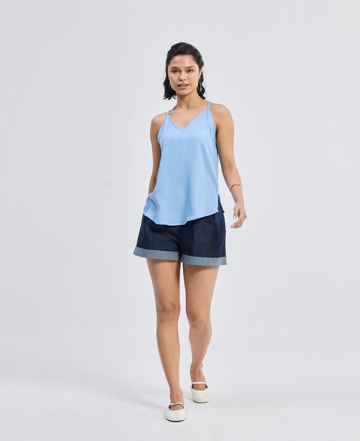 Women's Endless Sunday Top in Tencel Denim - Ocean blue