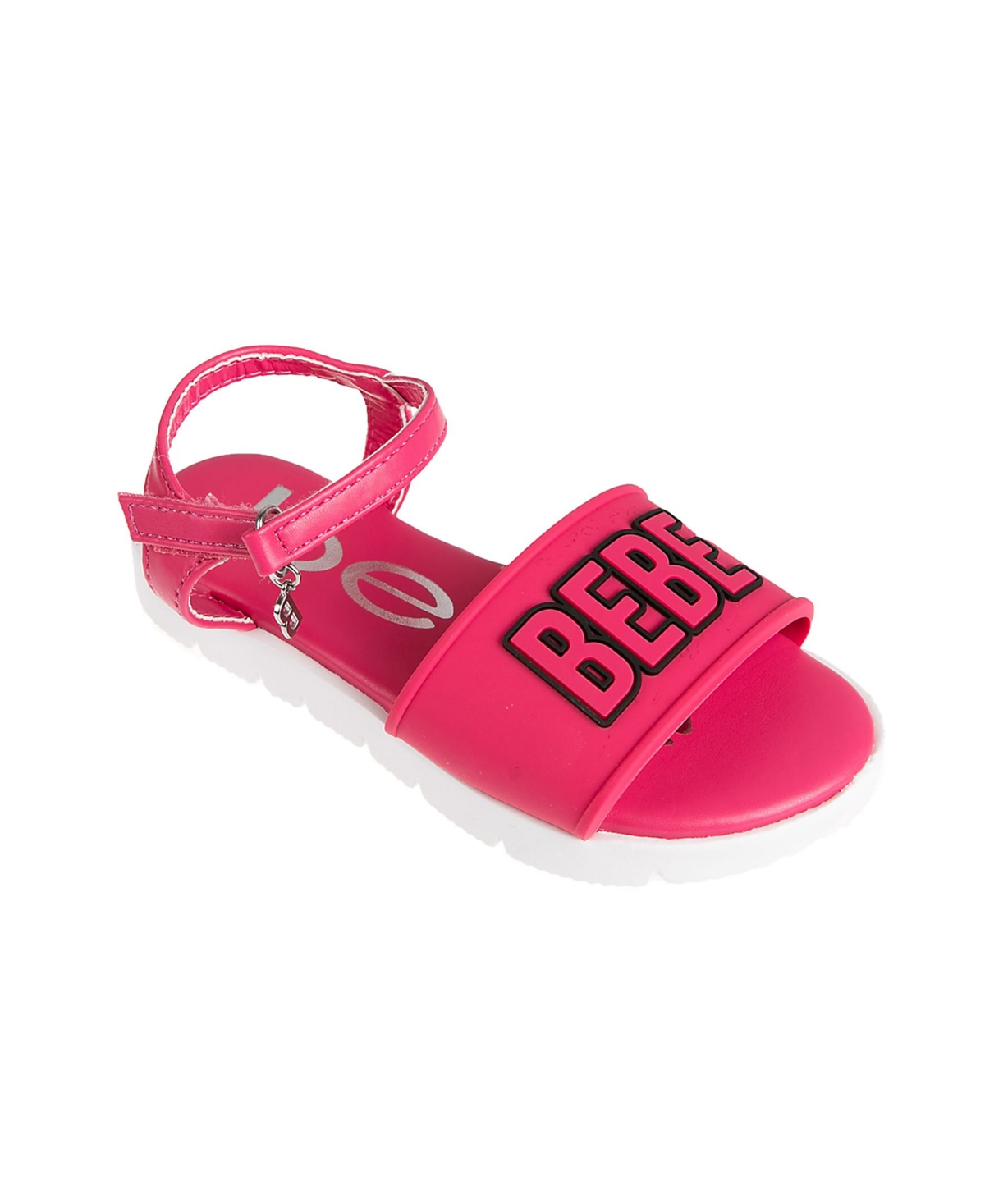 Bebe Little Girls Flat With Rhinestone Dangle Charm Sandals In Fuchsia
