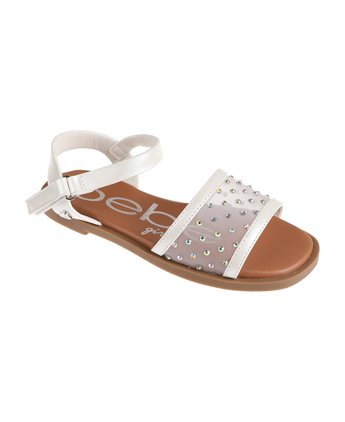 Bebe Little Girls Sparkly Fashion With Rhinestone Sandals In White