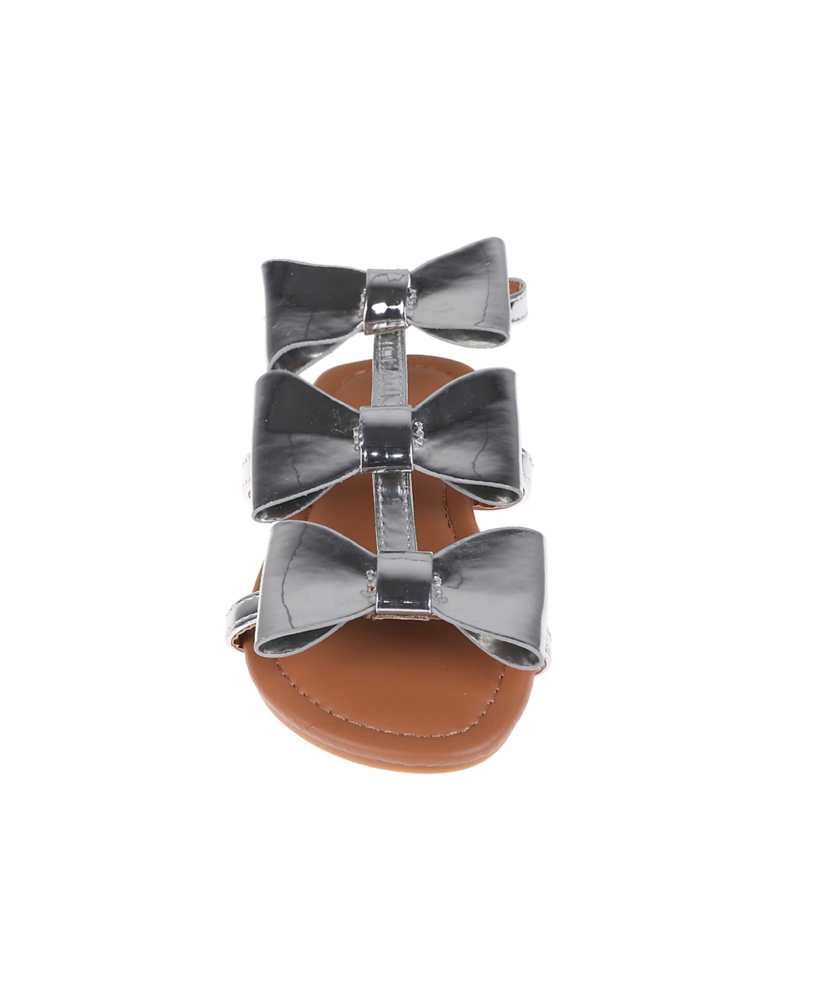 Bebe Little Girls Comfortable And Stylish Flat With Oversized Bows Sandals In Silver
