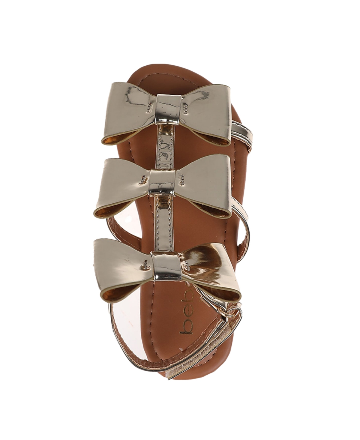 Bebe Little Girls Comfortable And Stylish Flat With Oversized Bows Sandals In Light Gold