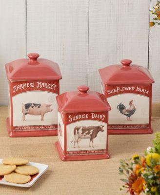 Vintage Farm Square Canisters, Set of 3