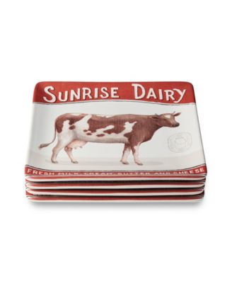 Vintage Farm Dinner Plates, Set of 4, Service for 4